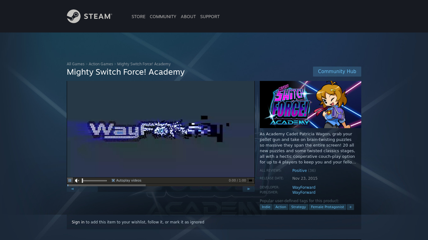 Mighty Switch Force! Academy Landing page