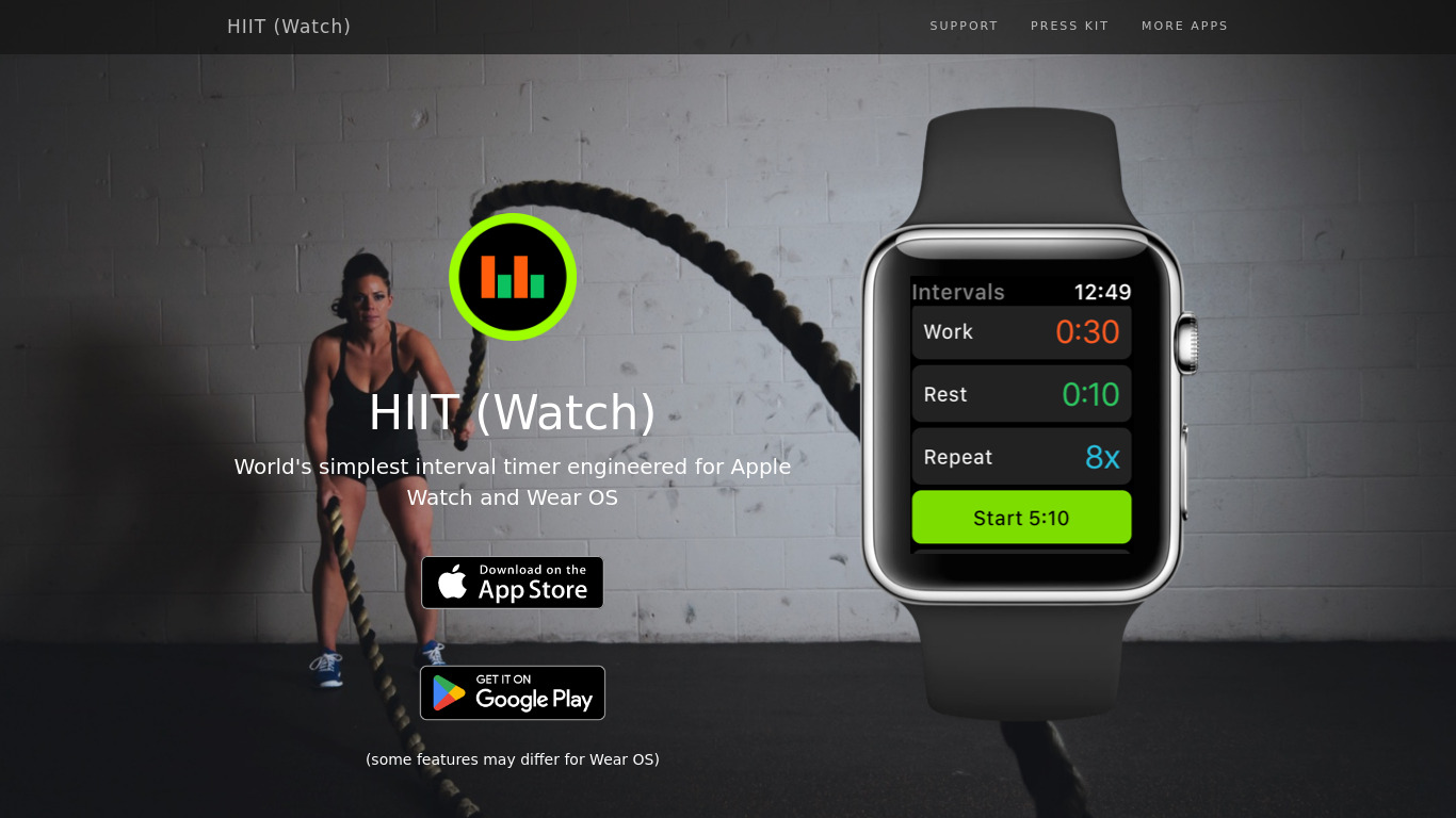 HIIT (Watch) Landing page