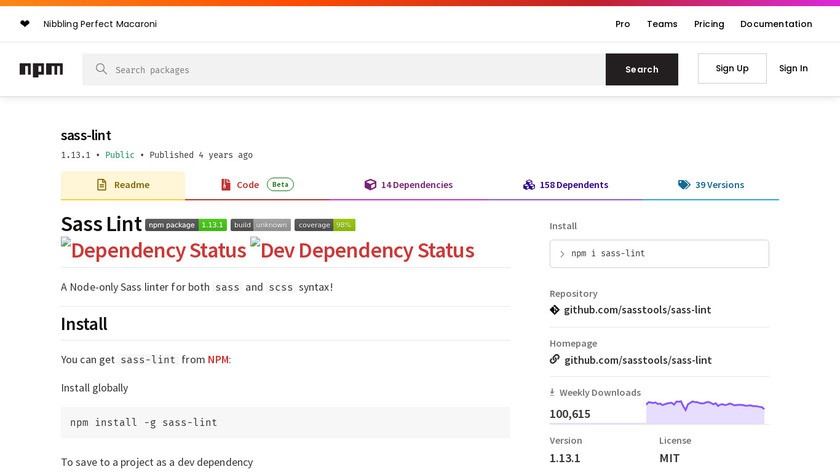 Sass Lint Landing Page