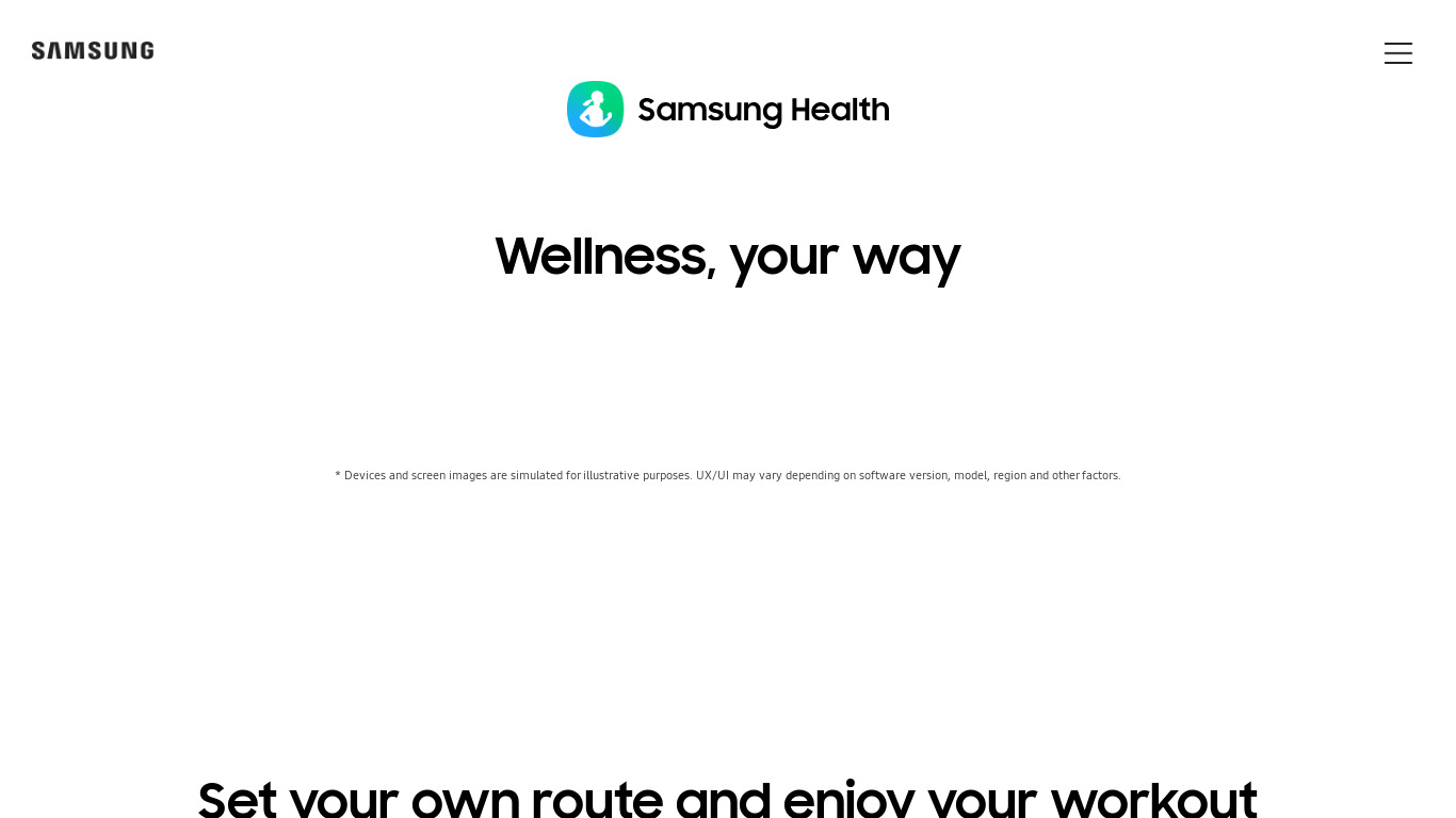 S Health Landing page