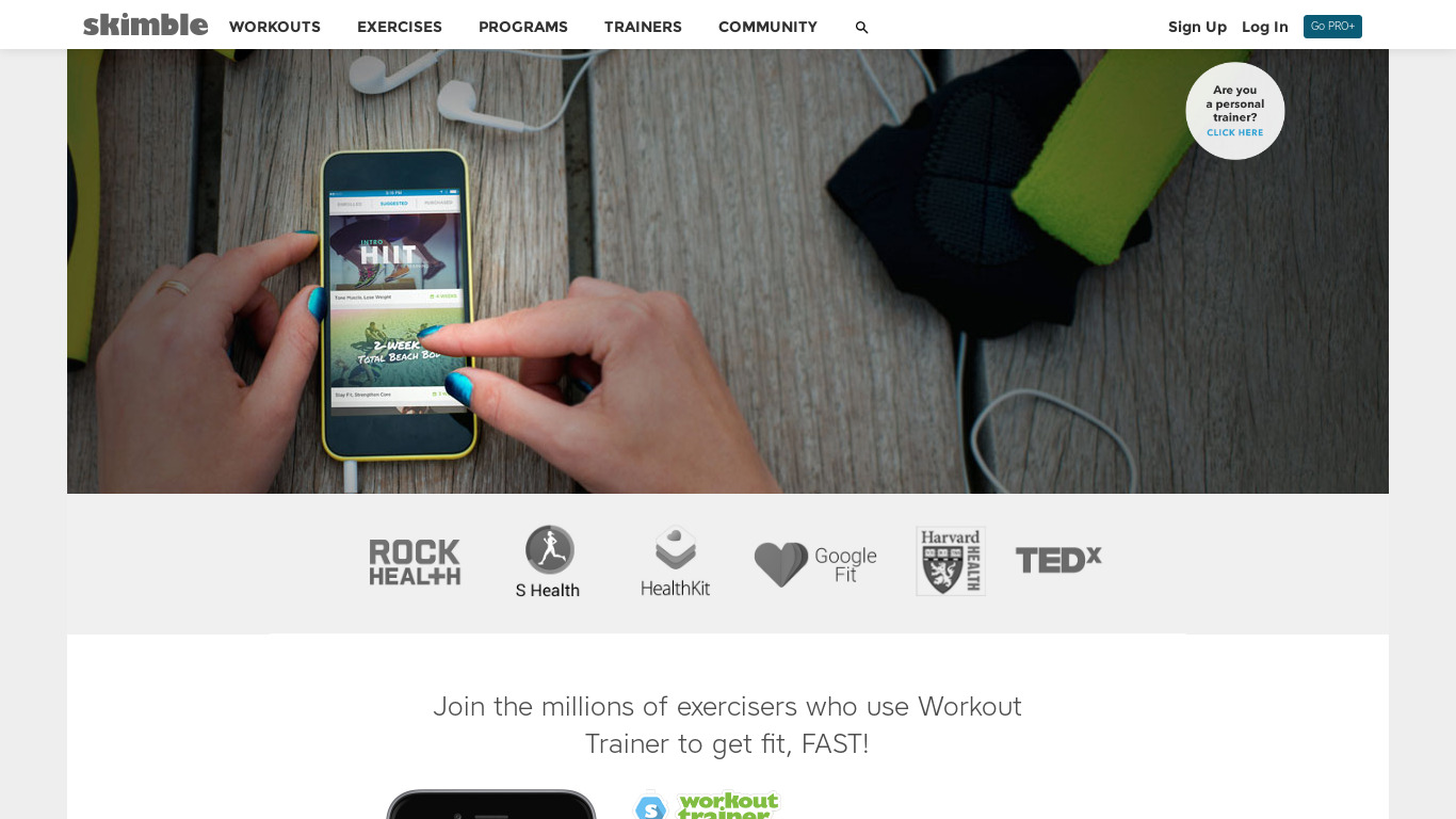 Workout Trainer Landing page