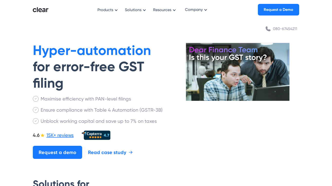 Cleartax GST software Landing page