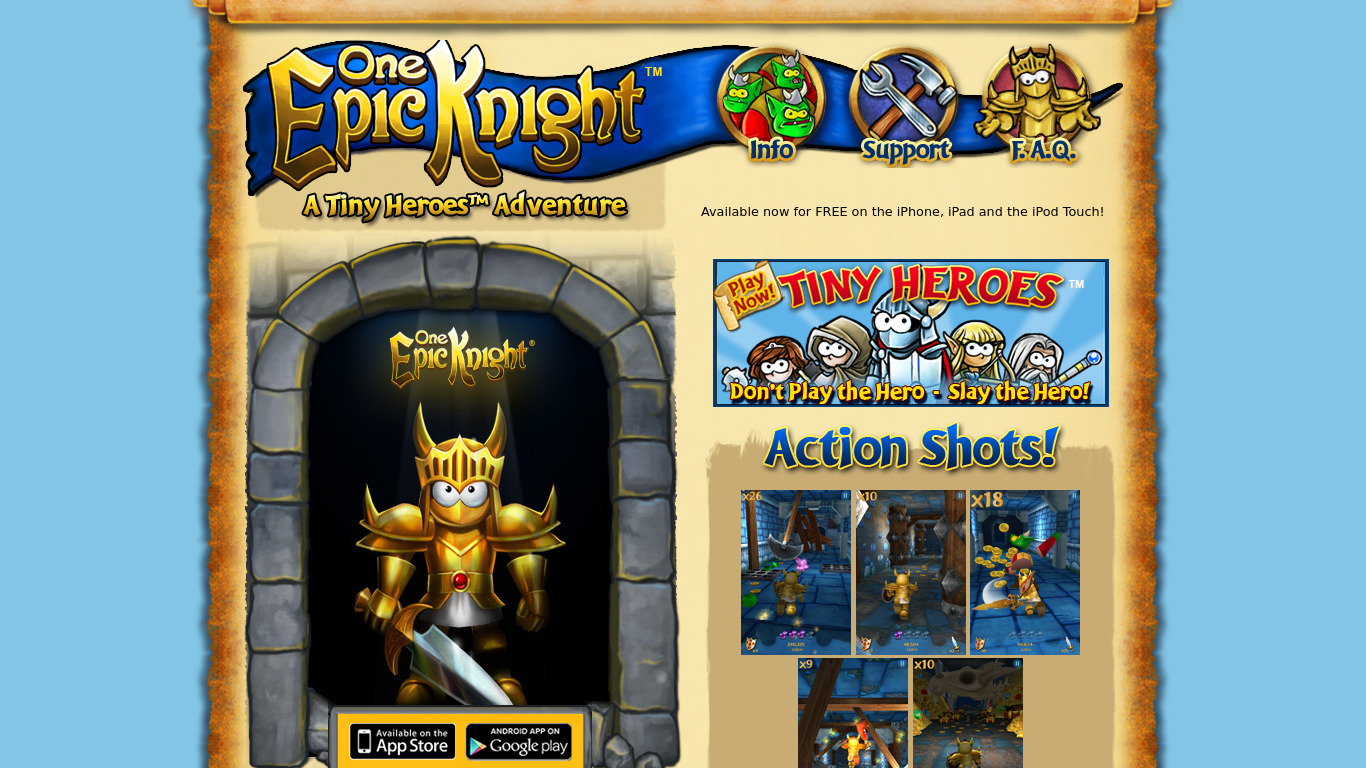 One Epic Knight Landing page