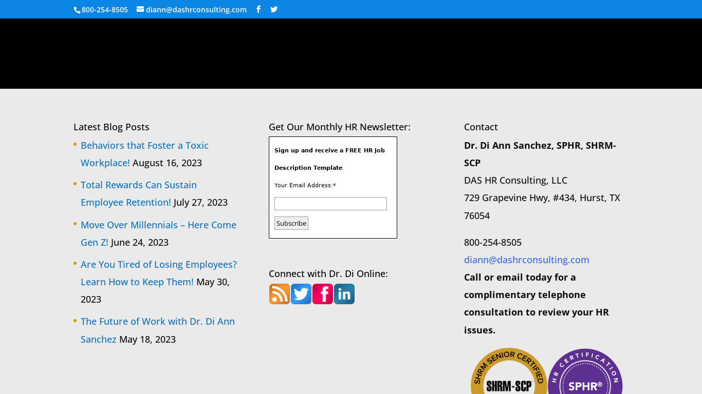 Das HR Consulting Landing page