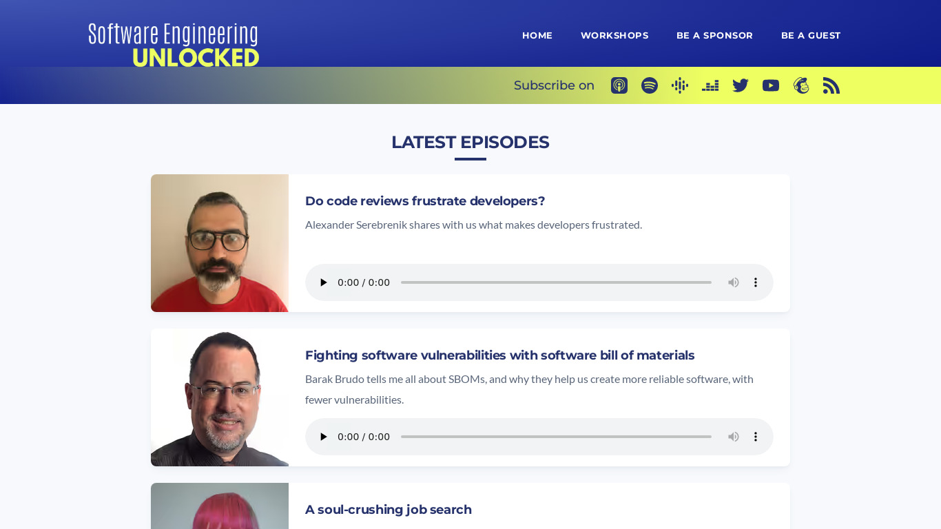 Software Engineering Unlocked Podcast Landing page