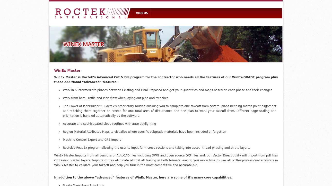 roctek.com WinEx Master Landing page