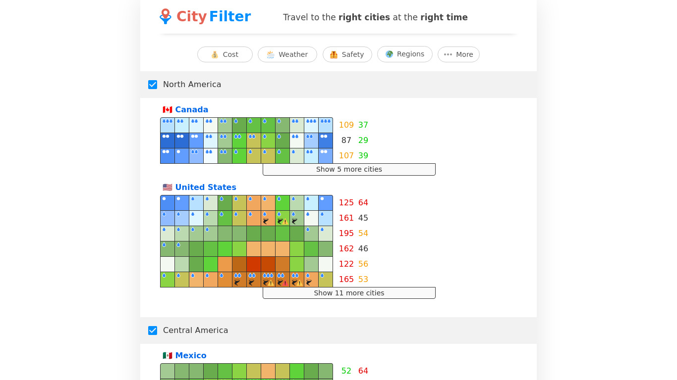 City Filter Landing page