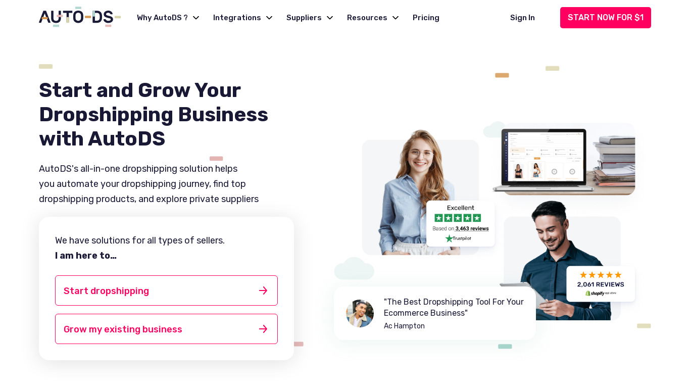 AutoDS Landing page