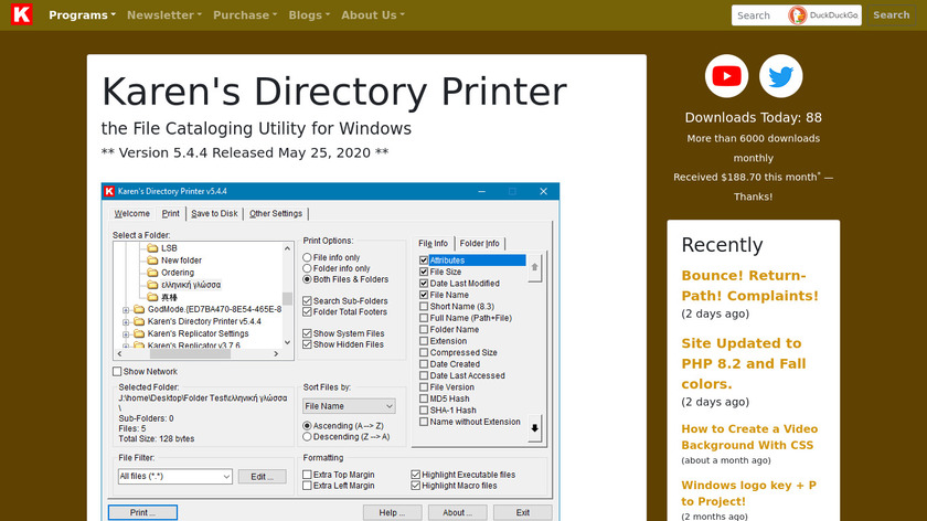Karen's Directory Printer Landing Page