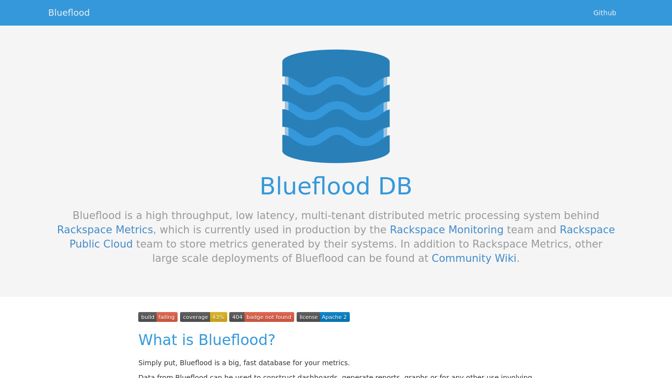Blueflood Landing page