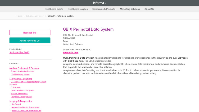 OBIX Perinatal Data System Landing Page