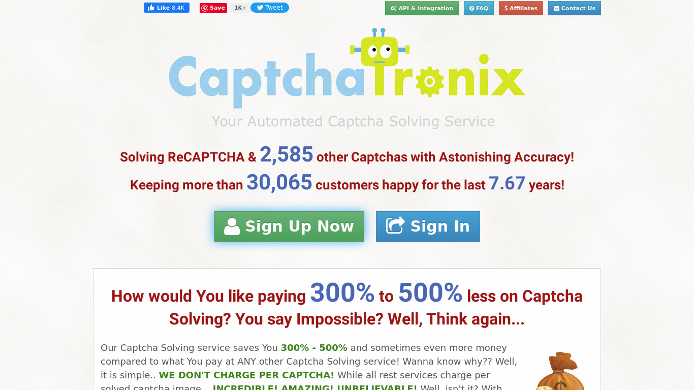Captcha Tronix Landing page
