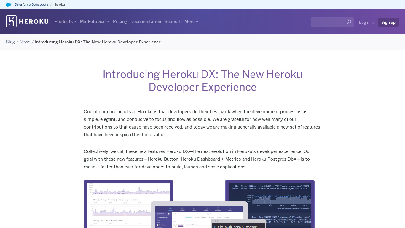 Heroku DX Landing page