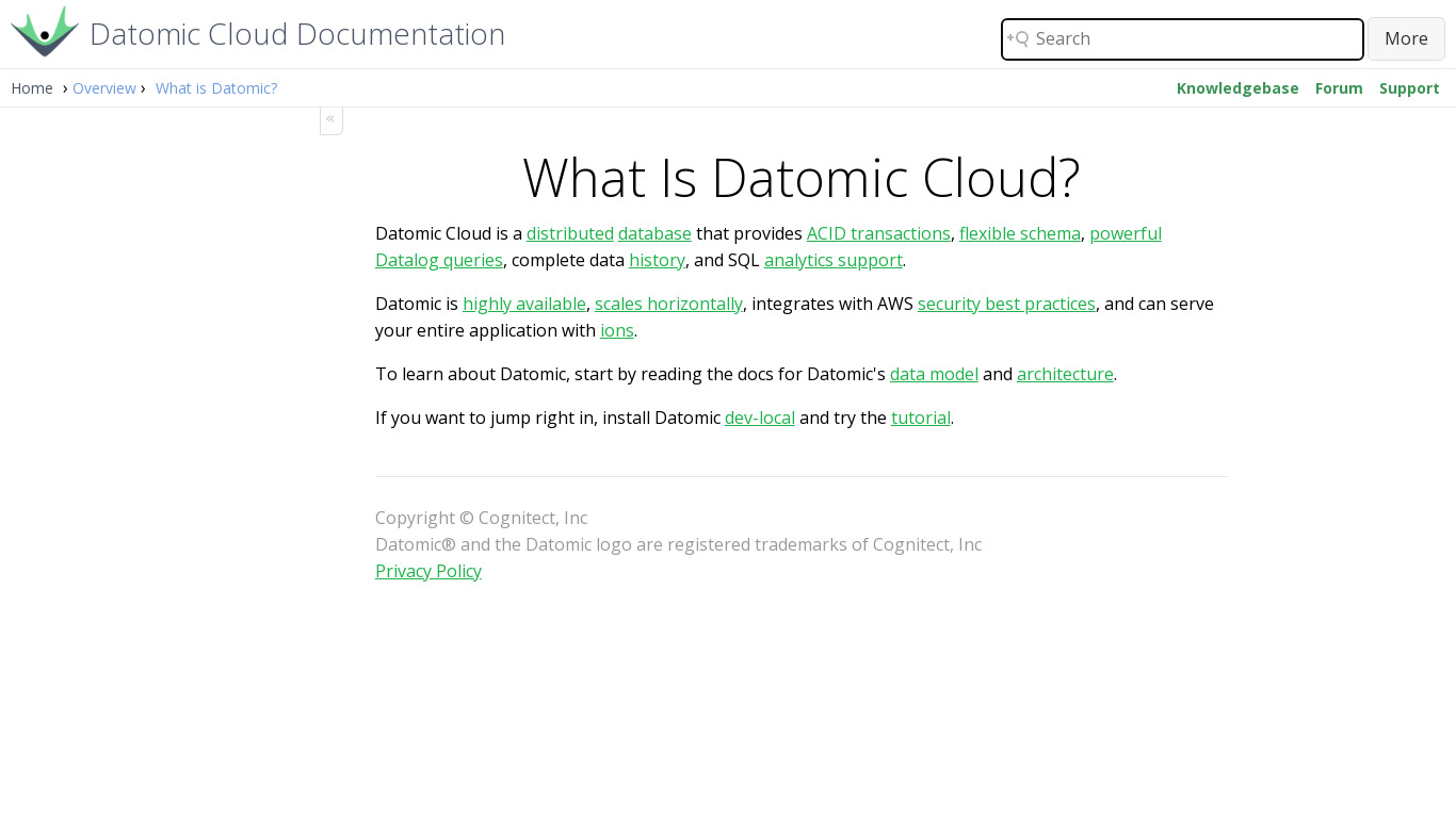 Datomic Cloud Landing page