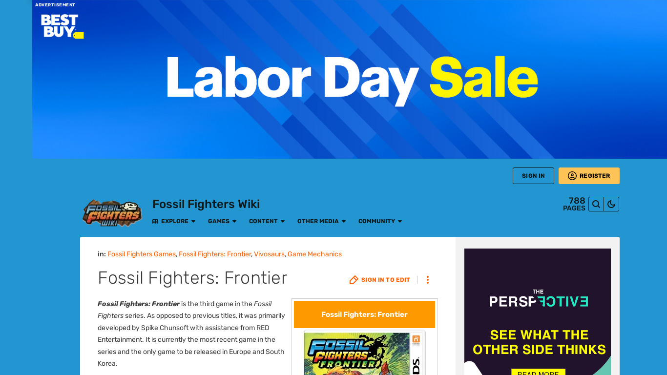 Fossil Fighters: Frontier Landing page