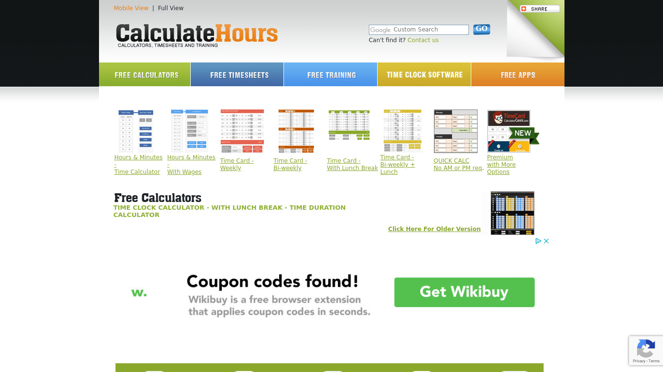 Time Calculator Landing page