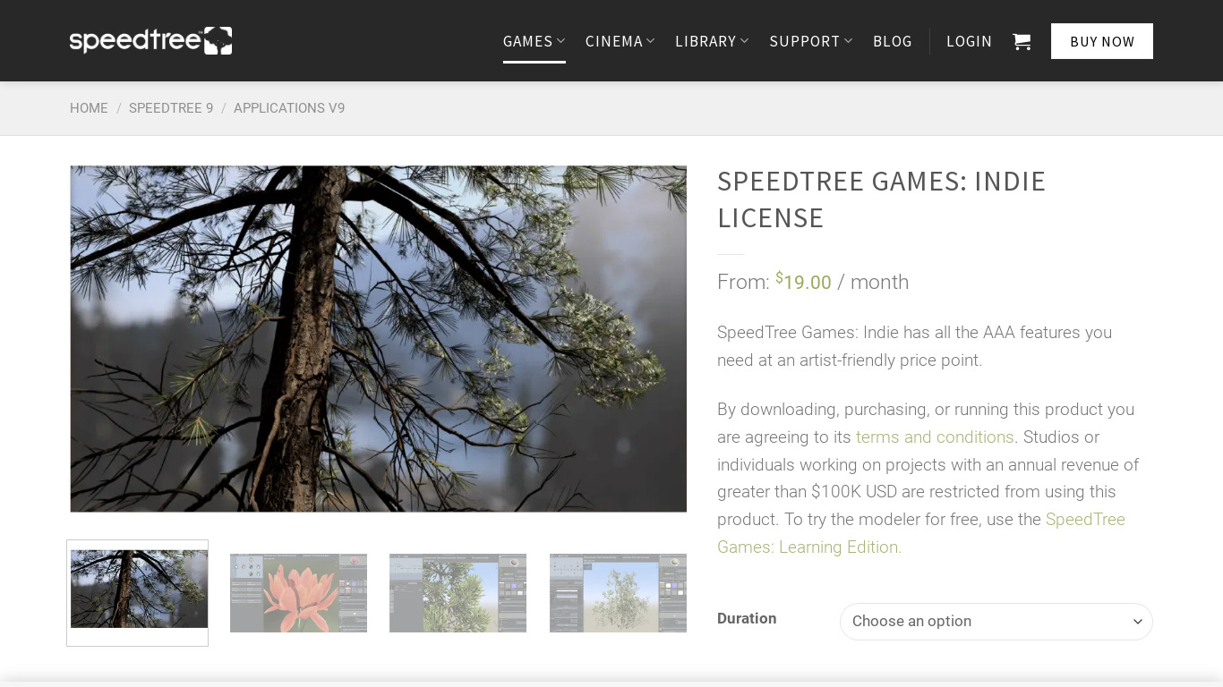 SpeedTree for Games Landing page