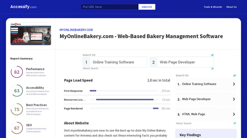 MyOnlineBakery.com Landing Page
