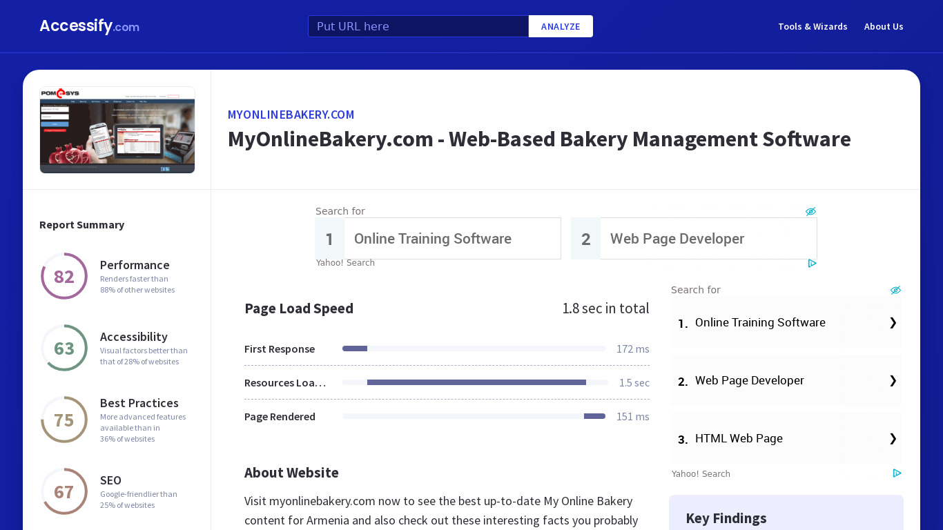 MyOnlineBakery.com Landing page