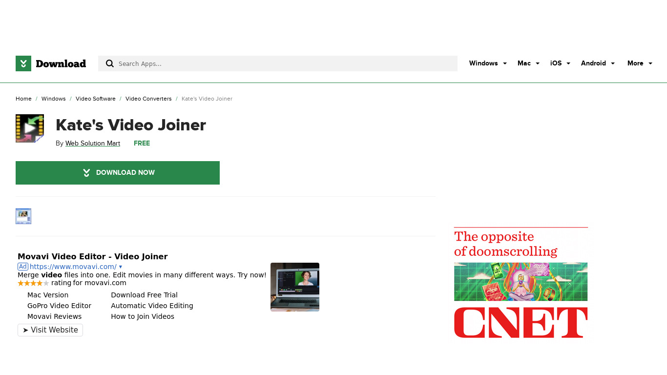 Kate’s Video Joiner Landing page