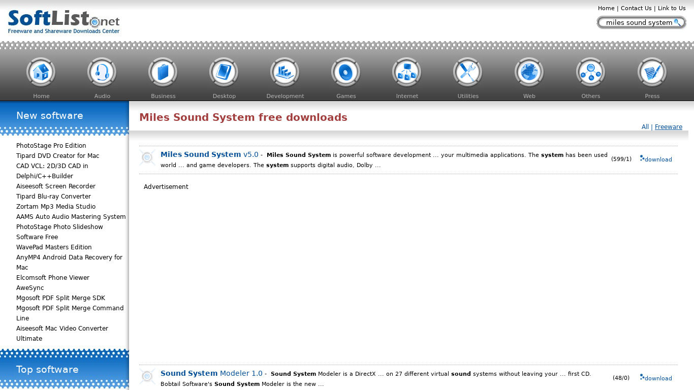 Miles Sound System Landing page