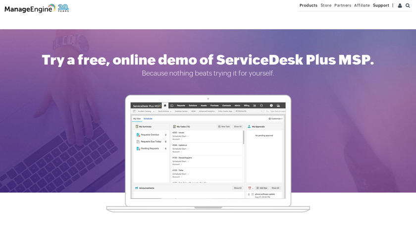 ServiceDesk Plus MSP Landing Page