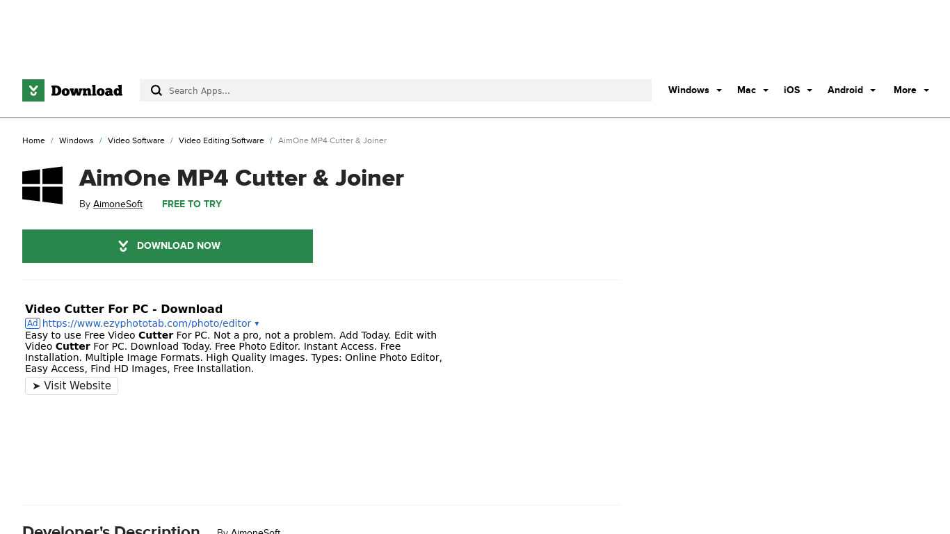 AimOne MP4 Cutter & Joiner Landing page