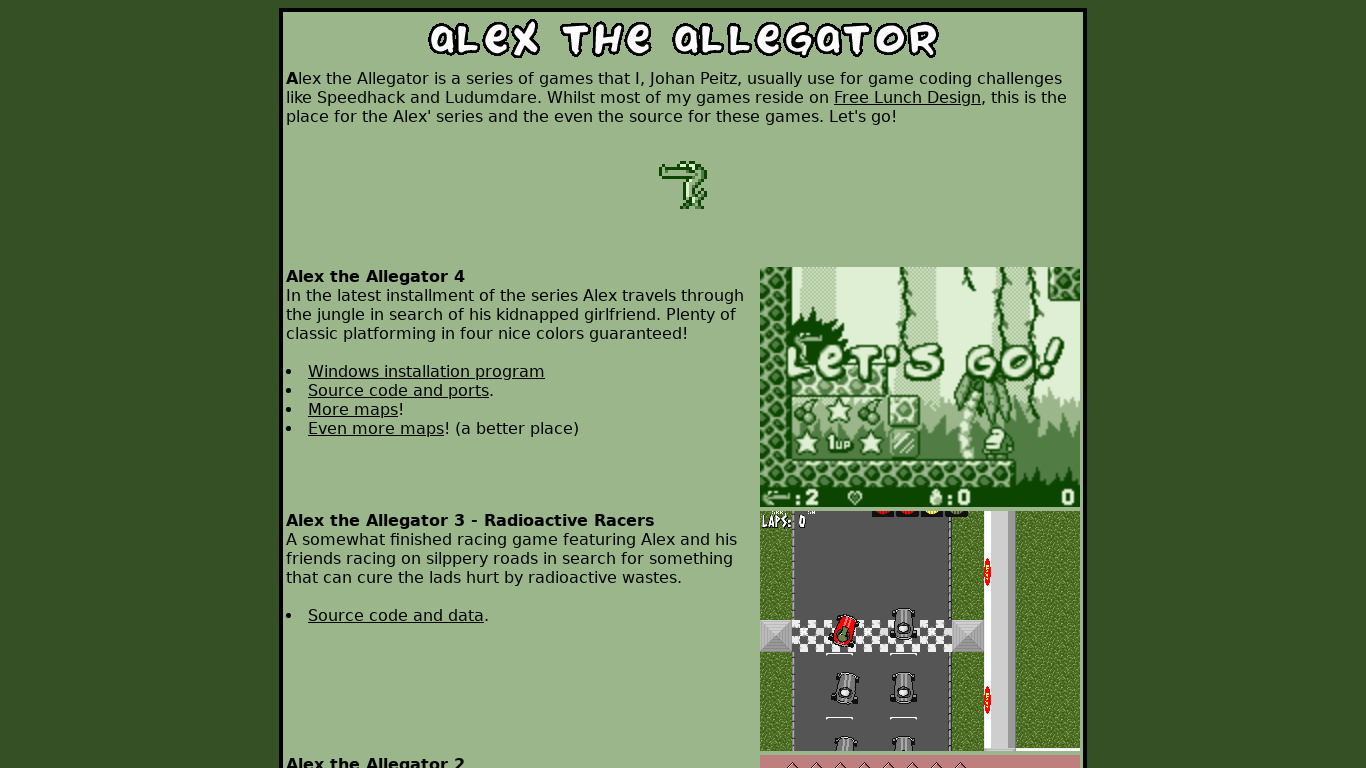 Alex the Allegator Landing page