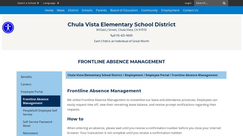 Frontline Absence & Time Landing Page