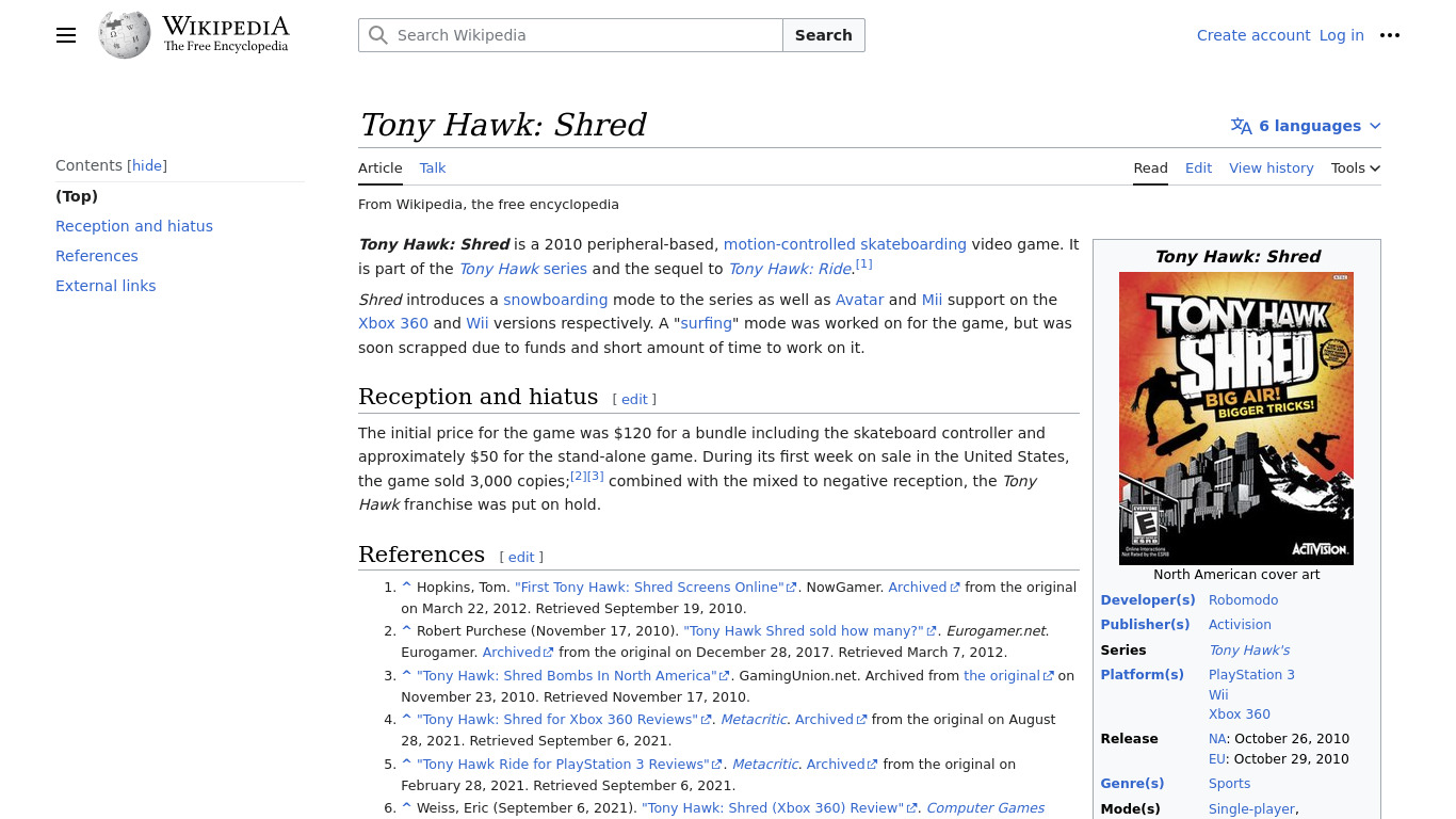 Tony Hawk: SHRED Landing page