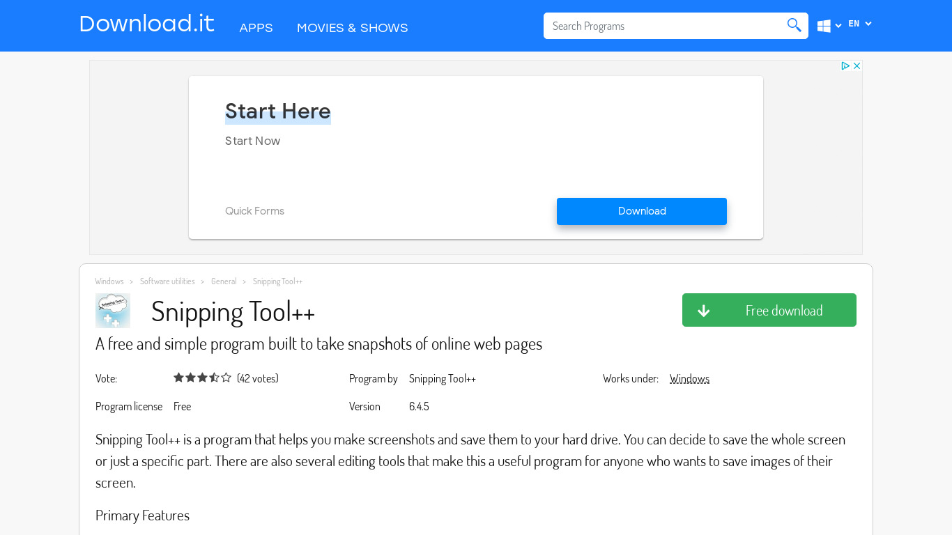 Snipping Tool++ Landing page