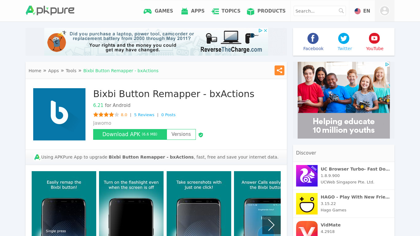 Bixbi Button Remapper Landing page