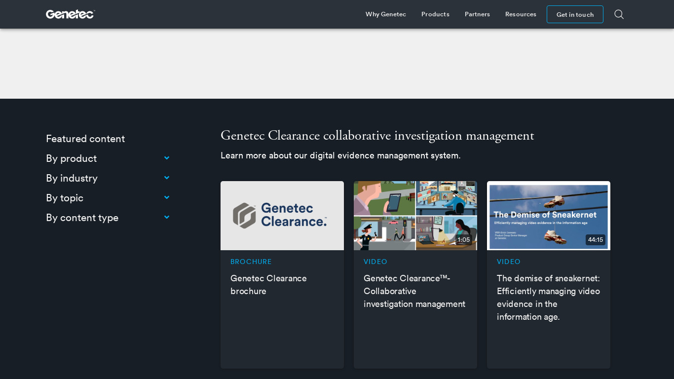 Genetec Clearance Landing page