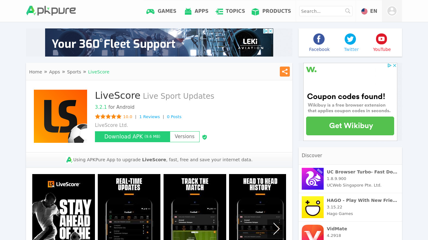 LiveScore: Live Sport Updates Landing page