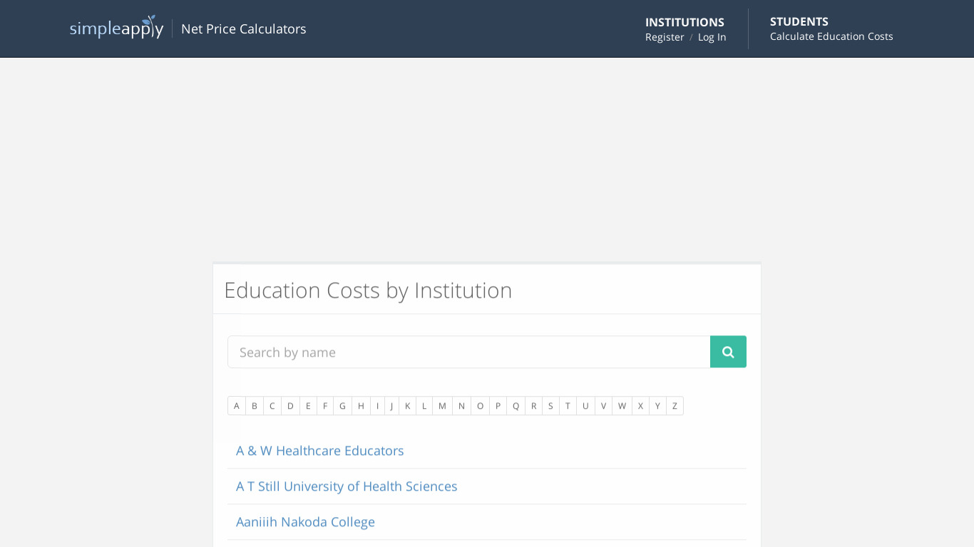 SimpleApply Net Price Calculator Landing page