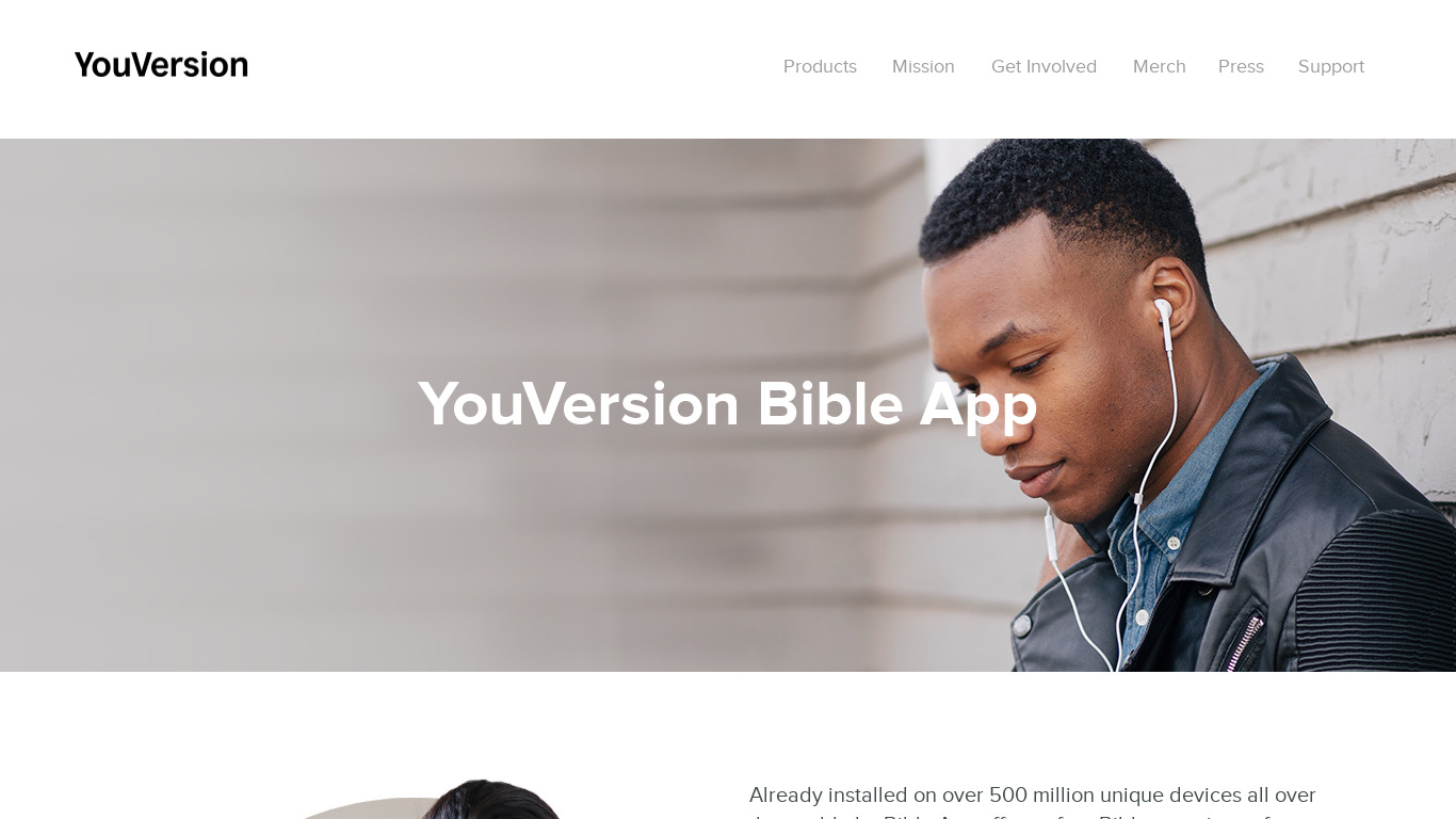 YouVersion Bible App Landing page