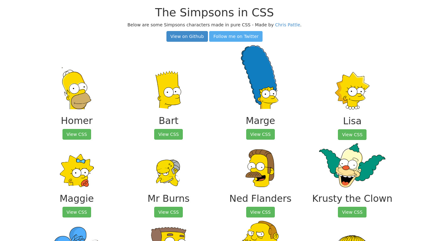 The Simpsons in CSS Landing page