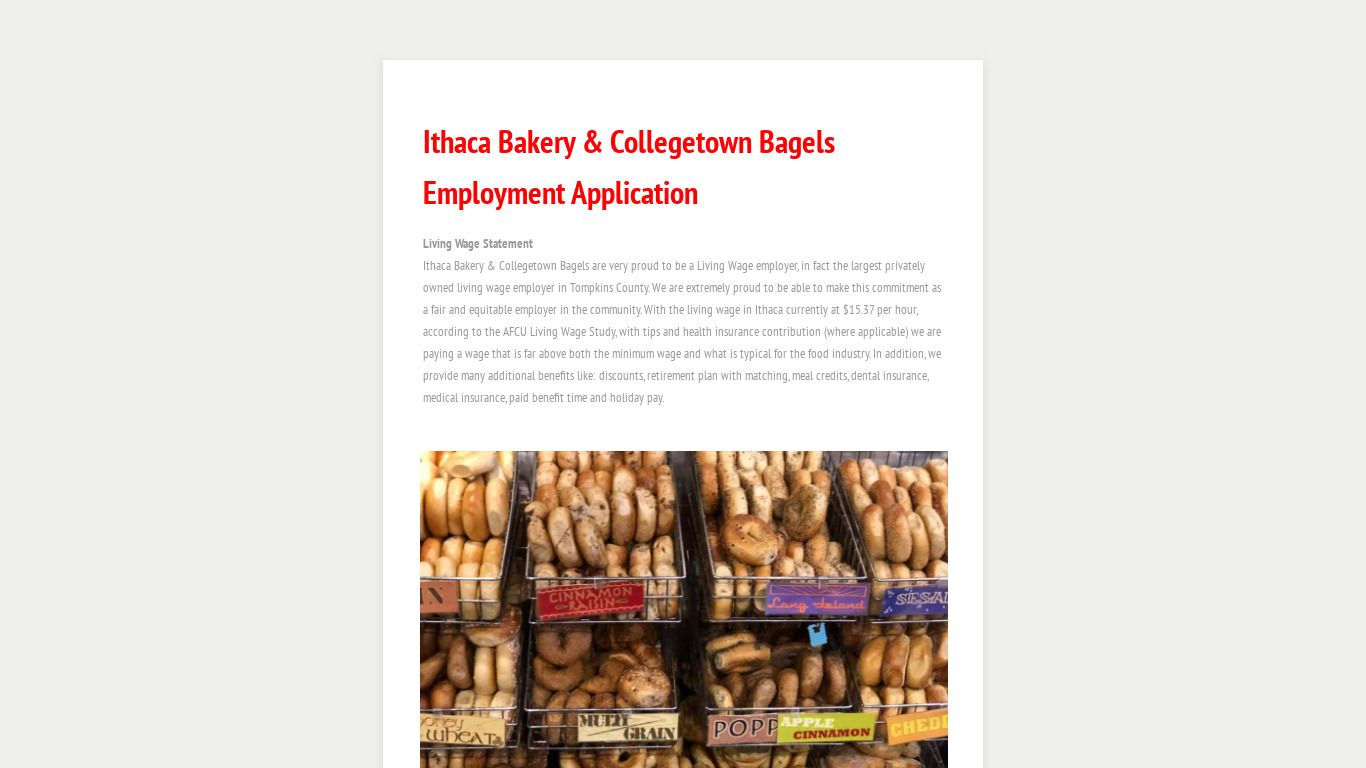 Bakery Application Landing page
