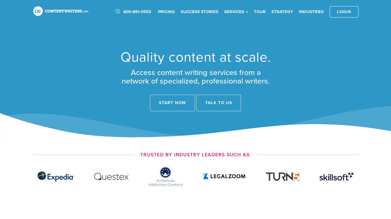 ContentWriters Landing page