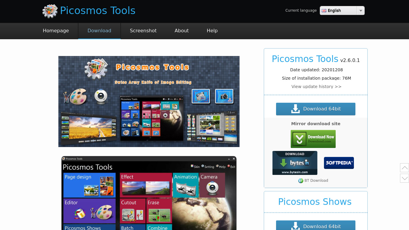 Picosmos Tools Landing page