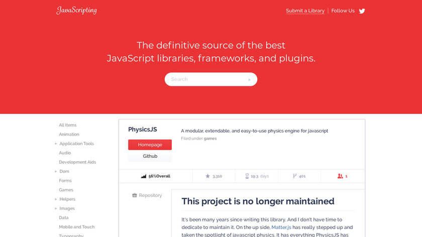 PhysicsJS Landing Page