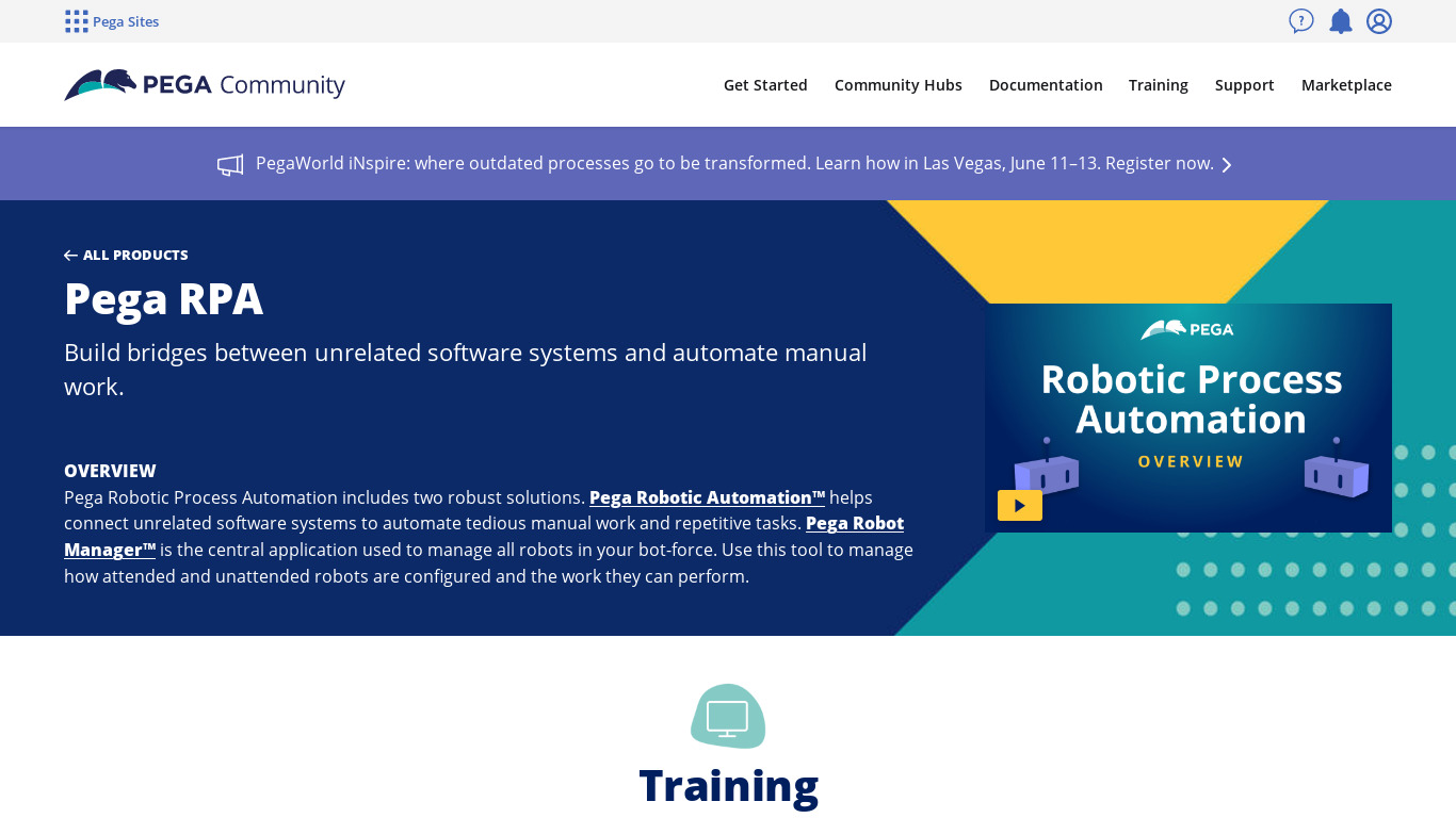 Pega Robotic Process Automation Landing page