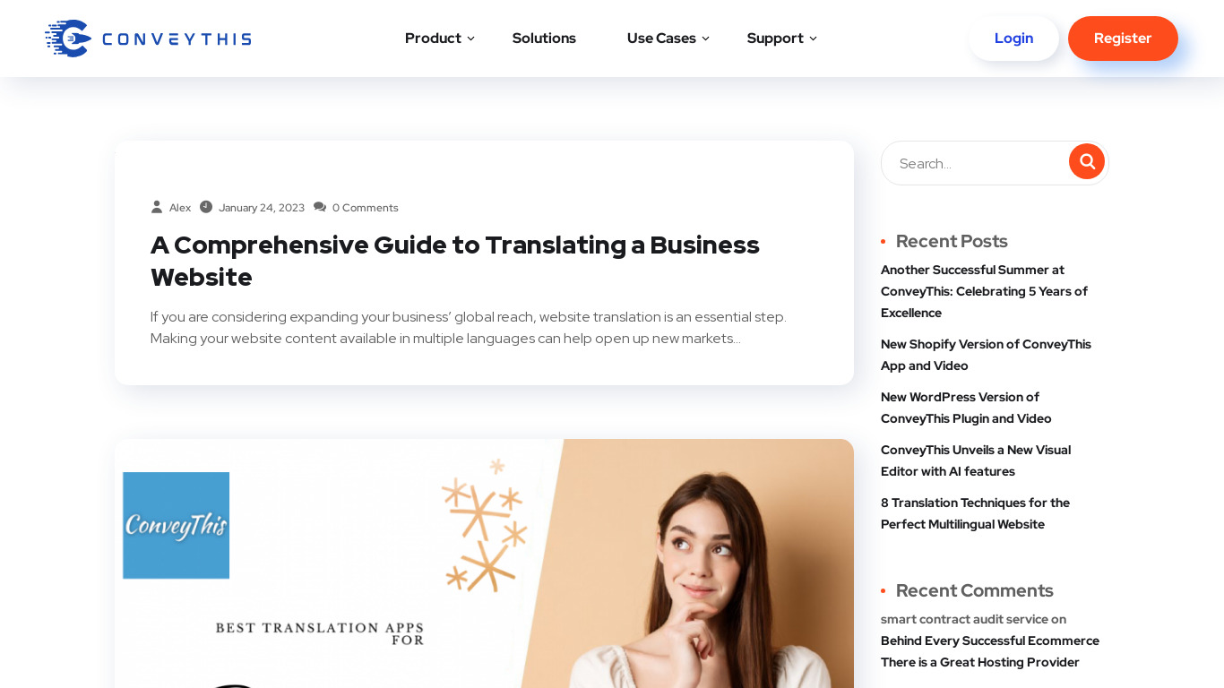 ConveyThis - Website Translation Service Landing page