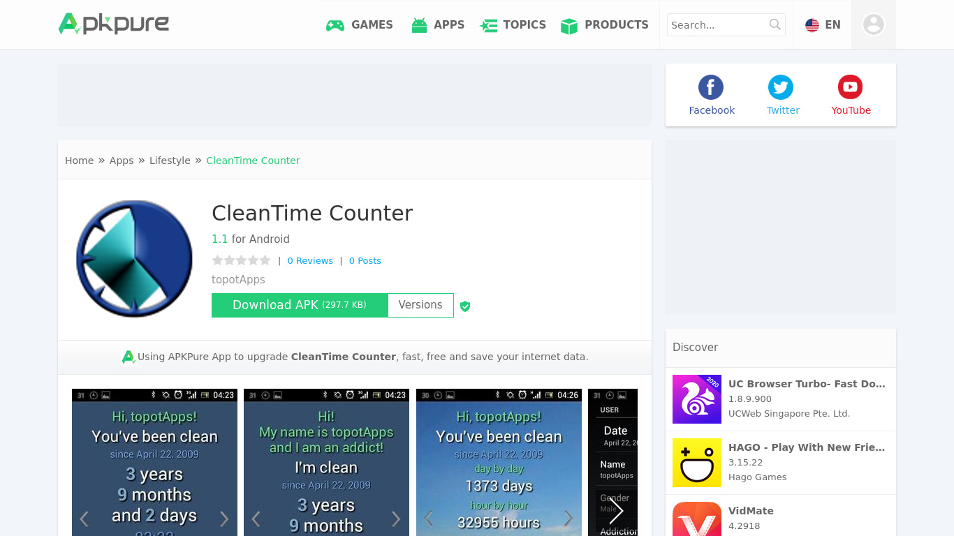 CleanTime Counter Landing page