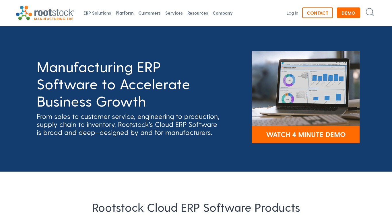 Rootstock ERP Landing page