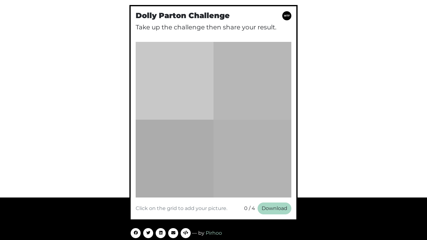 Dolly Parton Challenge Generator Landing page
