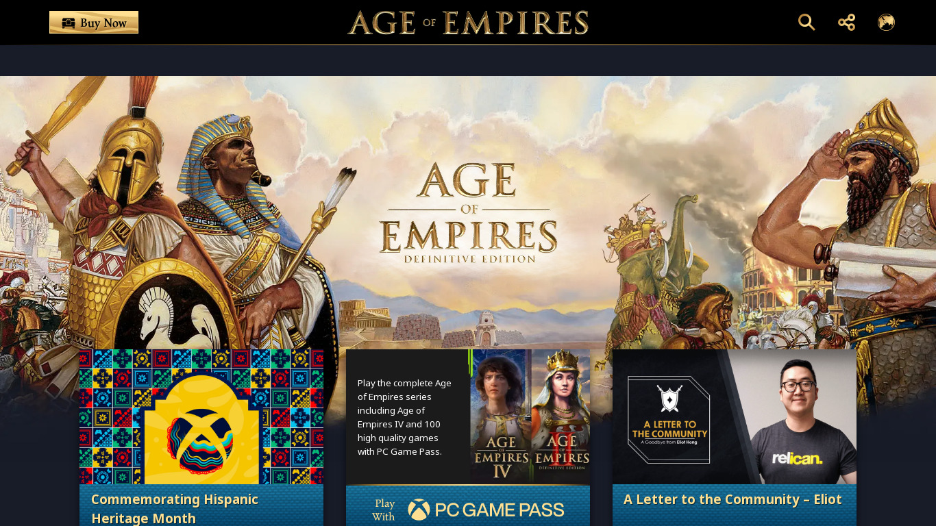Age of Empires: Definitive Edition Landing page