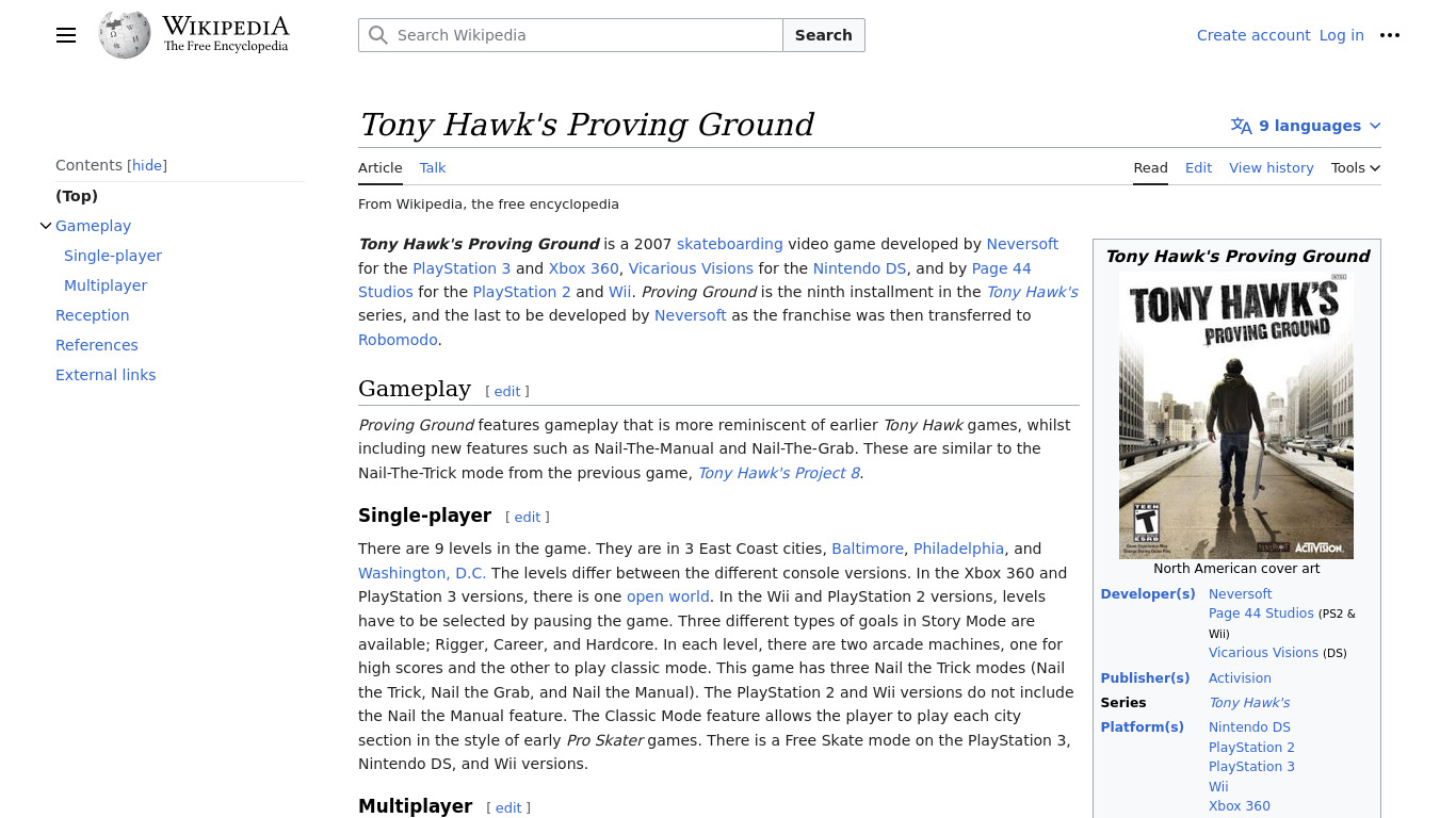 Tony Hawk’s Proving Ground Landing page