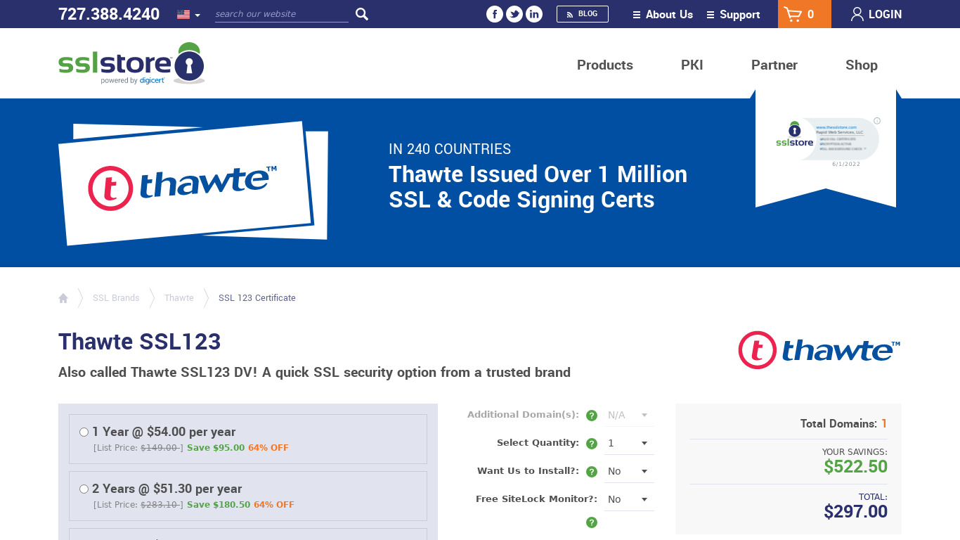 Thawte SSL Landing page