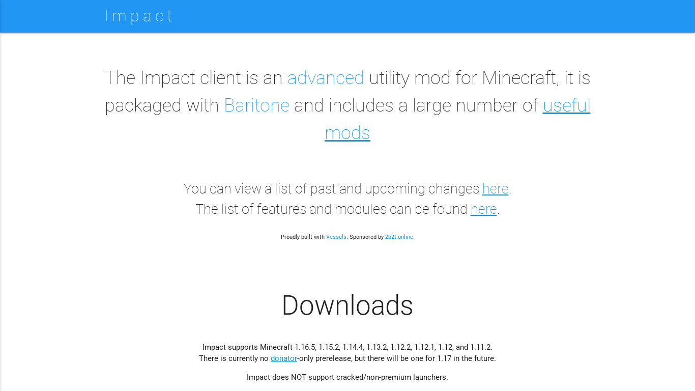 Impact Client Landing page